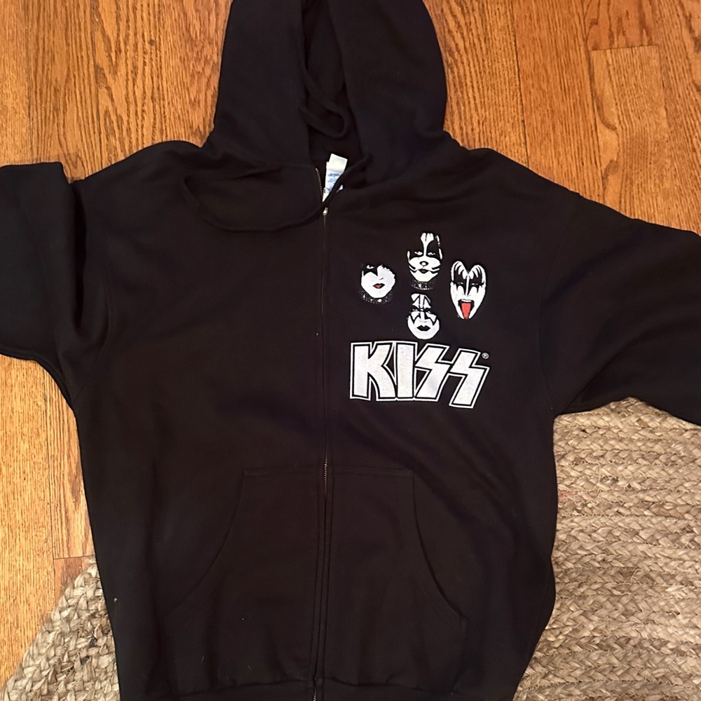 Kiss Black Hoodie with Band Faces and Logo